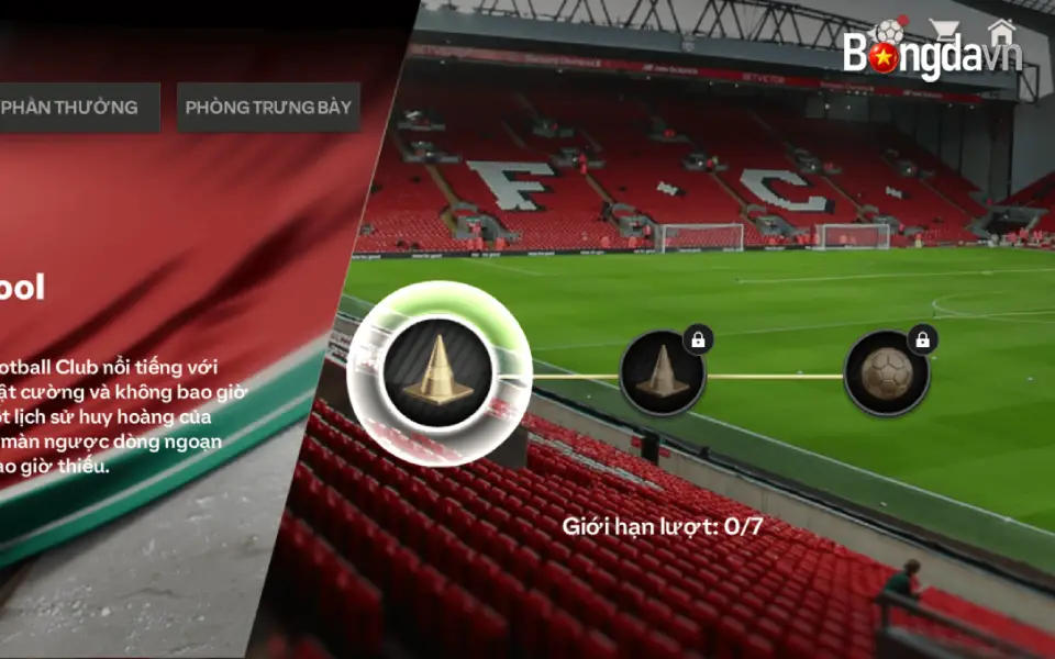 Chương Liverpool F.C. và các nhiệm vụ trận đấu cần hoàn thành