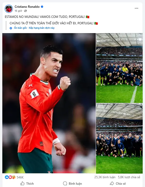 cr7 facebook post