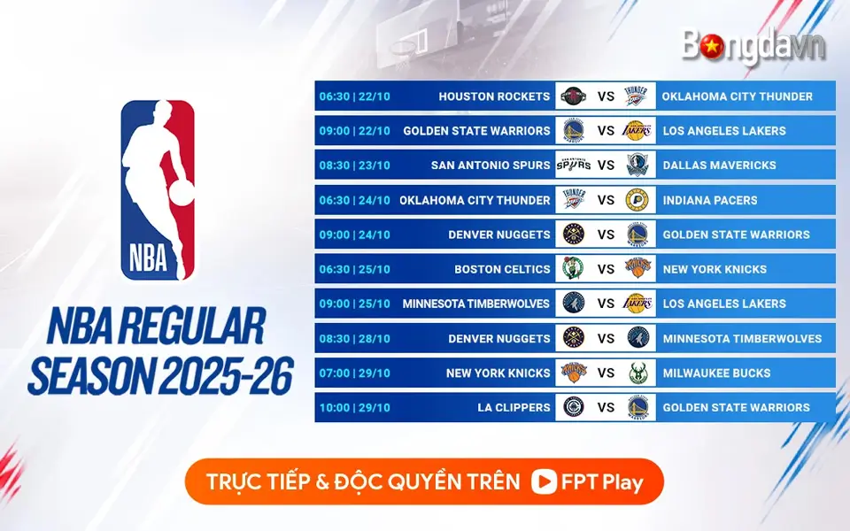 Khán giả Việt Nam có thể theo dõi các trận đấu NBA hấp dẫn mỗi ngày