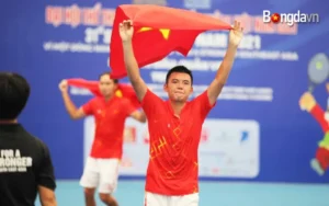 Lý Hoàng Nam khi giành HCV SEA Games ở môn quần vợt