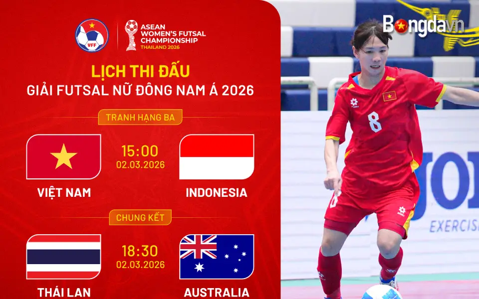 Theo lịch thi đấu, thầy trò HLV Nguyễn Đình Hoàng sẽ gặp Indonesia trong trận tranh huy chương Đồng, diễn ra ngày 2/3 tới