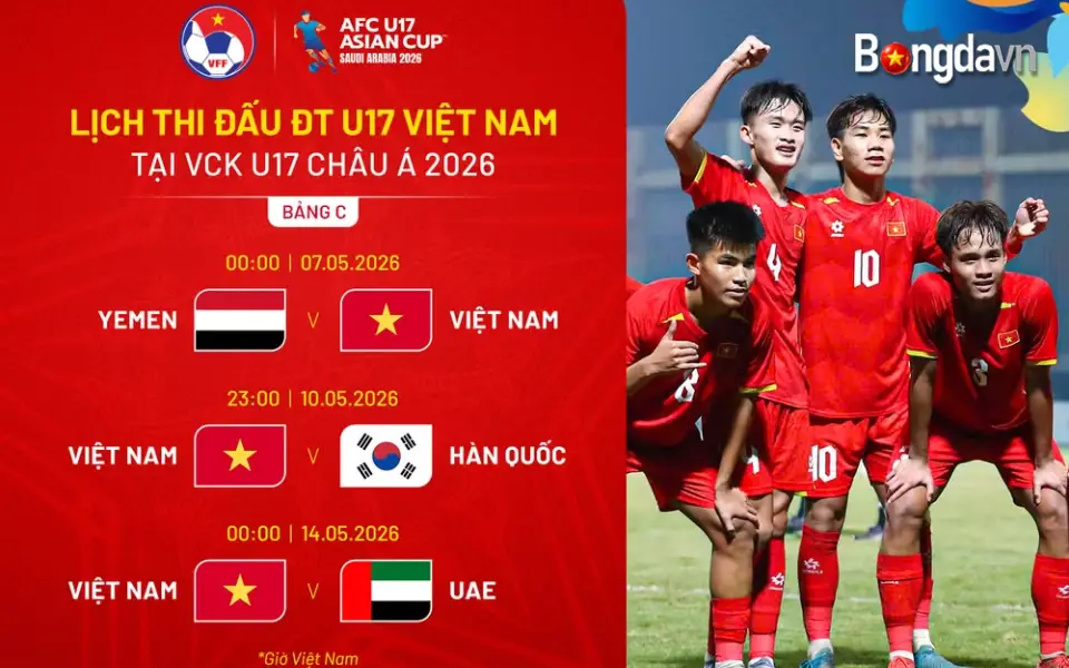 Lịch thi đấu của U17 Việt Nam tại giải U17 châu Á