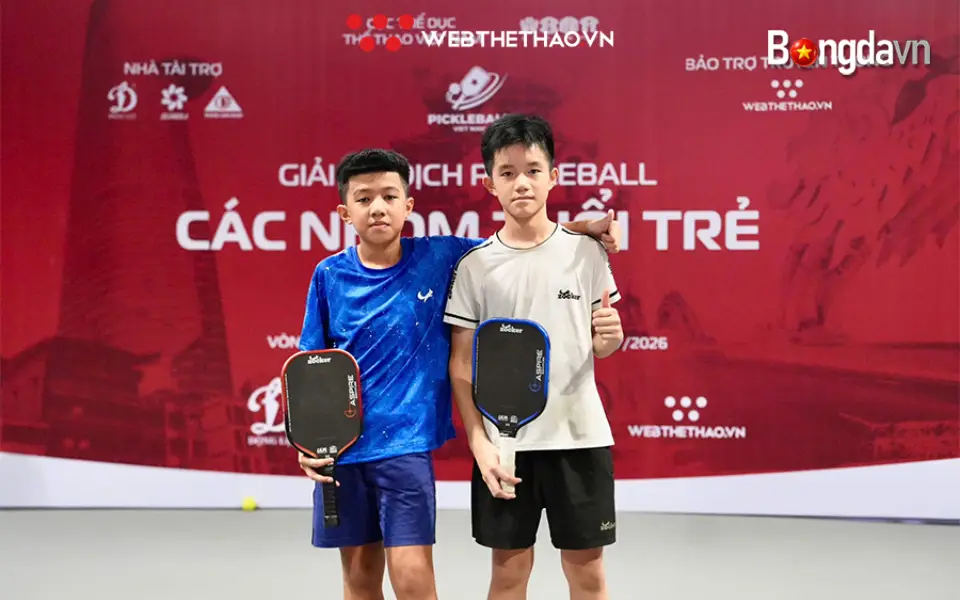 Tùng Bách và Minh Quân khẳng định sức mạnh ở nội dung U12 đôi nam